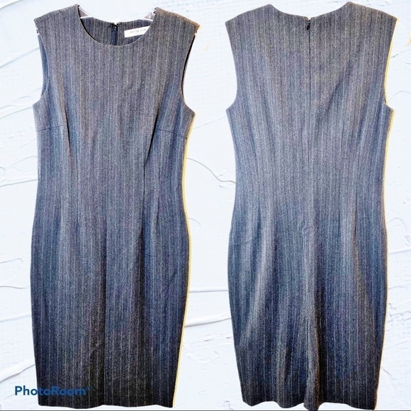 Centre Ville Paris Gray Pinstriped Sheath Dress, S - Picture 1 of 6